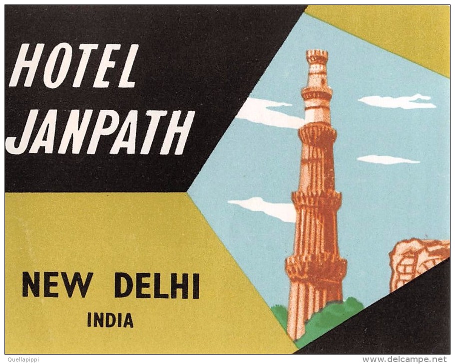 04235 "HOTEL JANPATH - NEW DELHI - INDIA"  ETICHETTA ORIGINALE - LUGGAGE LABEL - Hotel Labels