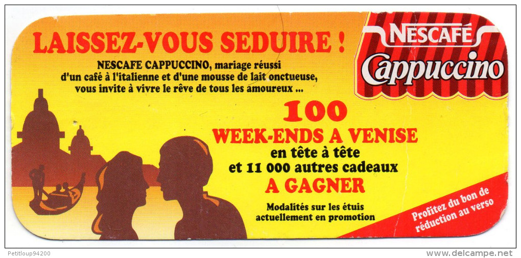 PUBLICITE BON DE REDUCTION  Nescafe Cappuccino  1996 - Cioccolato