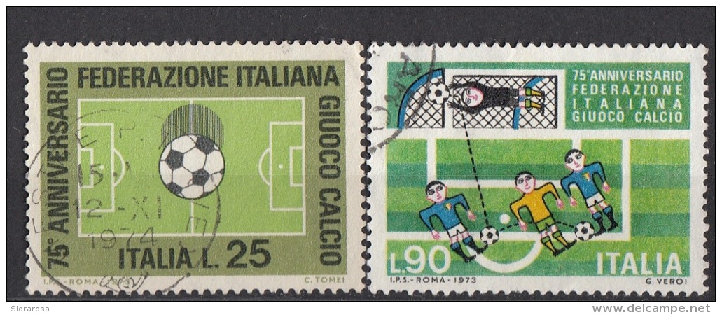 1310 Italia 1973  75° Anniversario FIGC Viaggiato Used Serie Completa Soccer - Usati