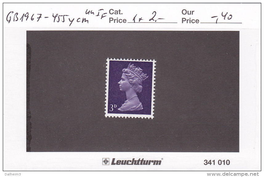 Großbritannien 1967 - Nr. 455 Ycm Uu IF - Fehlender Phosphorstreifen - Postfrisch ** MNH - Freimarke - Ungebraucht