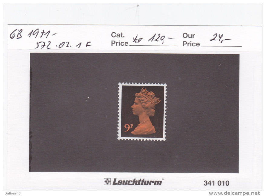 Großbritannien 1971 - Nr. 572 .03.1 F - Fehlender Phosphorstreifen - Postfrisch ** MNH - Freimarke - Unused Stamps