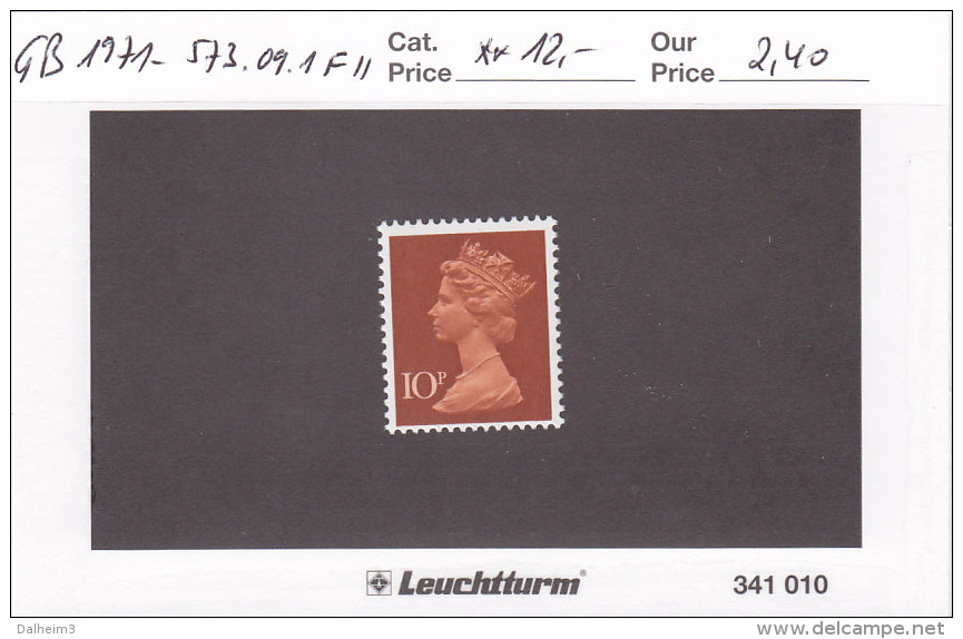 Großbritannien 1971 - Nr. 573.09.1 F II - Fehlender Phosphorstreifen - Postfrisch ** MNH - Freimarke - Unused Stamps