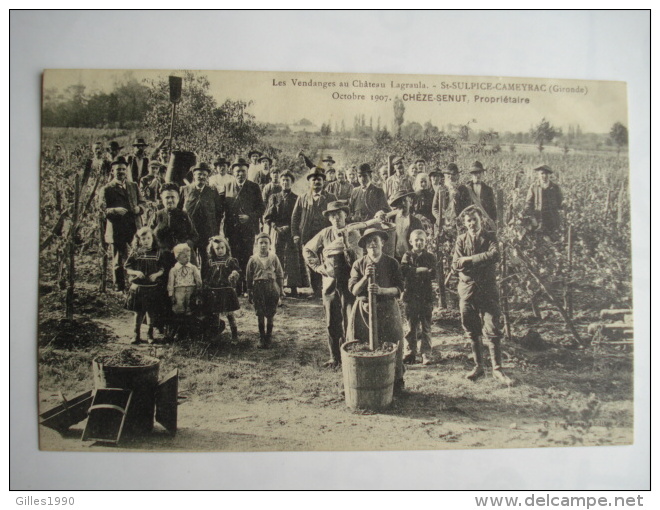 Cpa Vendanges Au Chateau Lagraula , Saint Sulpice Cameyrac , Gironde , 1907 , Chèze Senut Propriétaire , Vignes - Other & Unclassified