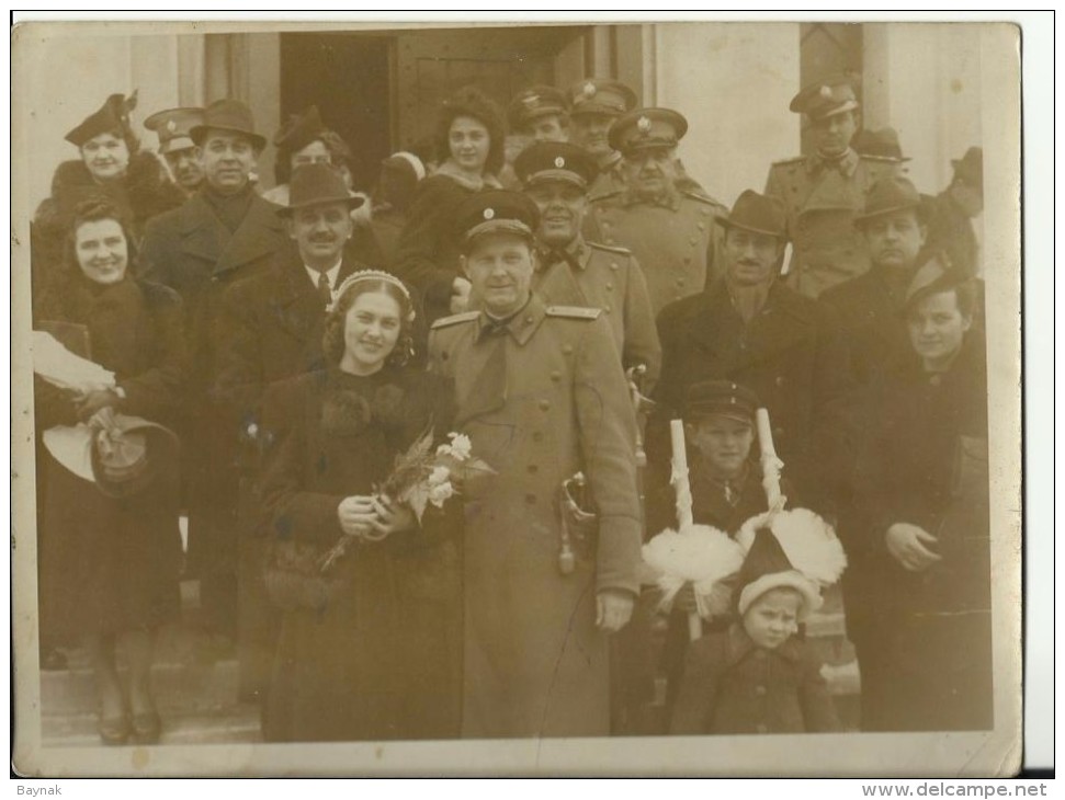 KINGDOM OF YUGOSLAVIA, SERBIA   --  ORIGINAL PHOTO  --  OFFICER, WEDDING  -  24  Cm  X 18 Cm  -  FOTO: N.  UROSEVIC, BGD - Sonstige & Ohne Zuordnung