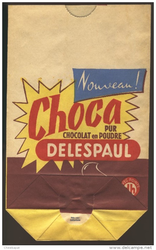Sachet Papier CHOCA DELESPAUL Chocolat En Poudre  Corona Laitta   Lille - Supplies And Equipment