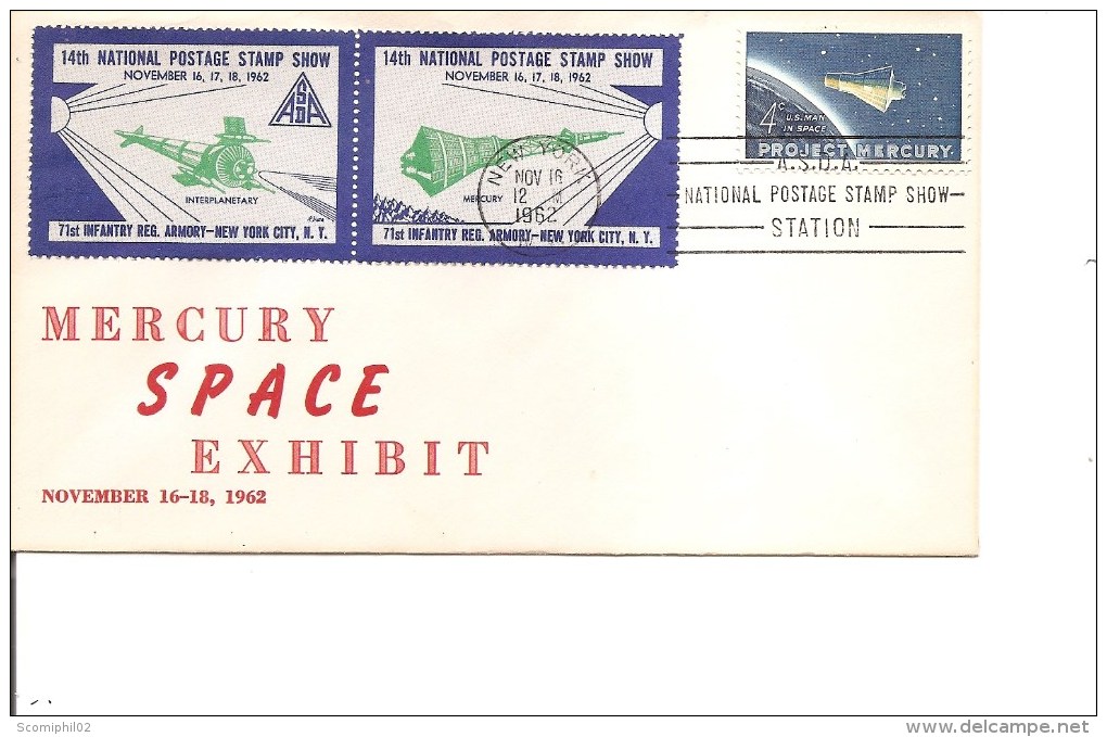 Espace -Mercury ( Commémoratif Des USA De 1962 Avec Timbres Privés )Dessins En Vert à Voir) - Noord-Amerika