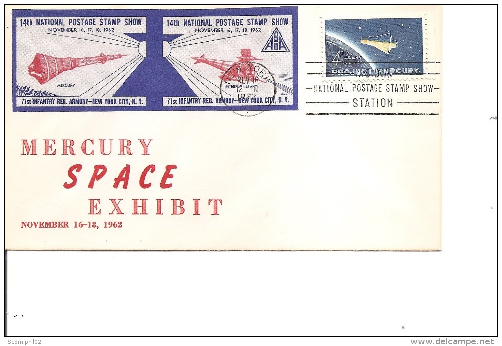 Espace-Mercury ( Commémoratif Des USA De 1962 Avec Timbres Privés Non Dentelés -Dessins En Rouge à Voir) - Noord-Amerika
