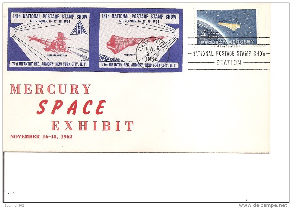 Espace -Mercury ( Commémoratif Des USA De 1962 Avec Timbres Non Dentelés -Dessins En Rouge à Voir) - Amérique Du Nord