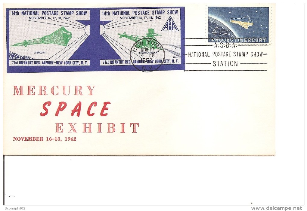 Espace -Mercury ( Commémoratif Des USa De 1962 Avec Timbres Privés Non Dentelés -Dessins En Vert à Voir) - Nordamerika