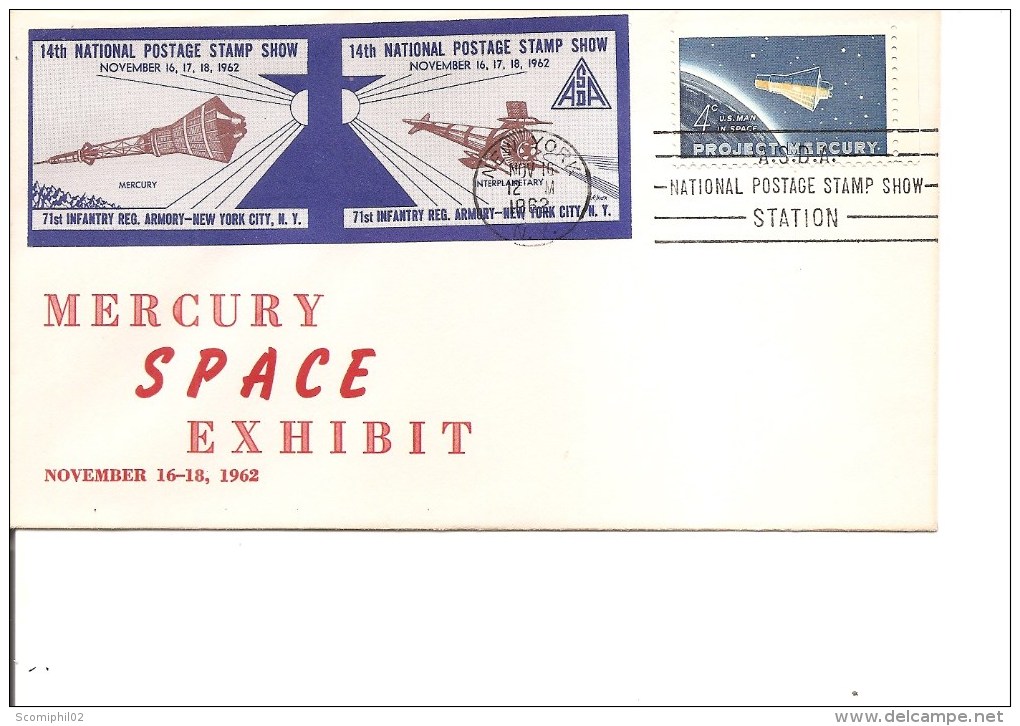 Espace -Mercury ( Commémoratif Des USA De 1962 Avec Timbres Privés Non Dentelés -Dessins En Brun à Voir) - America Del Nord