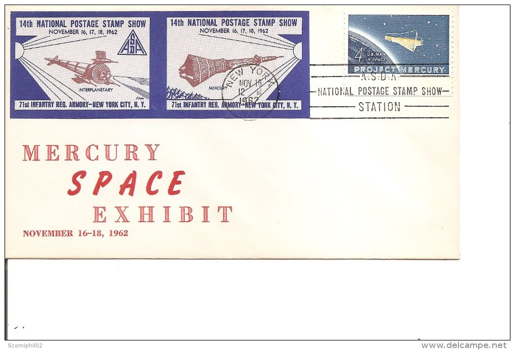 Espace -Mercury ( Commémoratif Des USA De 1962 Avec Timbres Privés Non Dentelés -Dessins En Brun à Voir) - North  America