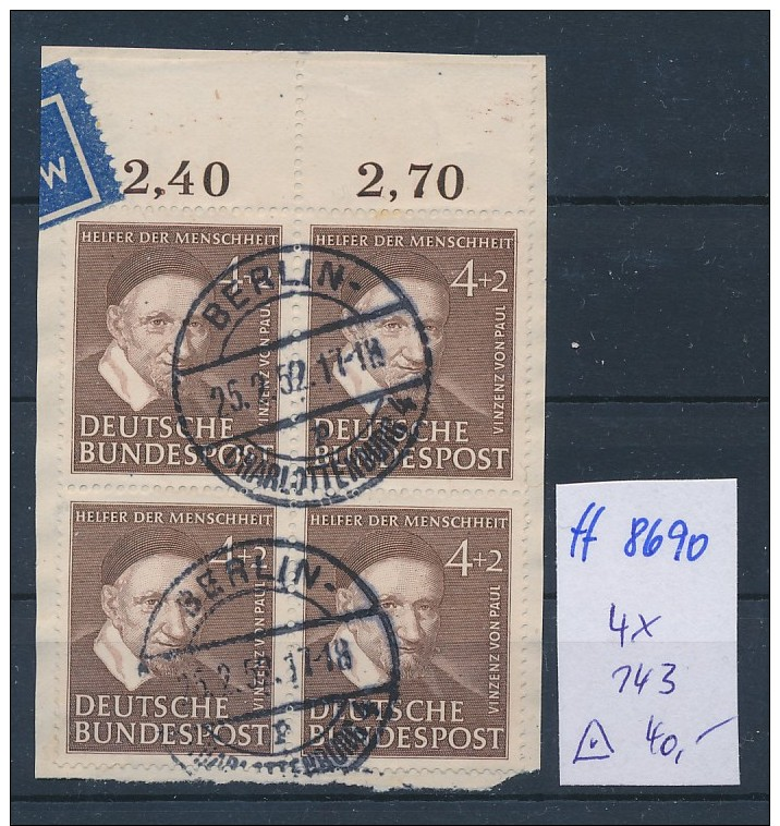 Bund Nr. 4er 143   O  (ff8690 ) Siehe Scan - Usados