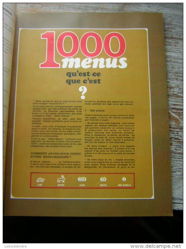 REVUE  CUISINE  1000 MENUS  N° 2  HEBDOMADAIRE  1970 - Cooking & Wines