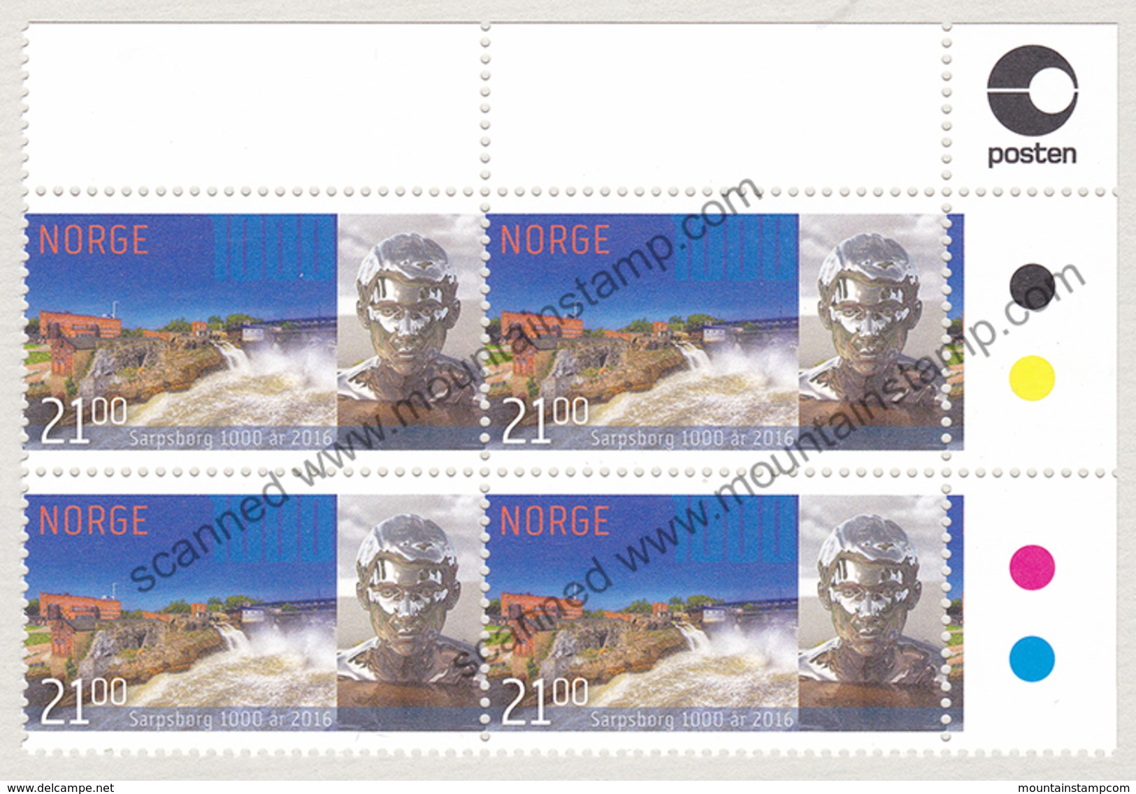 Norway Norwegen 2016 Sarpefossen Waterfall Wasserfall MNH (block Of Four) ** - Unused Stamps