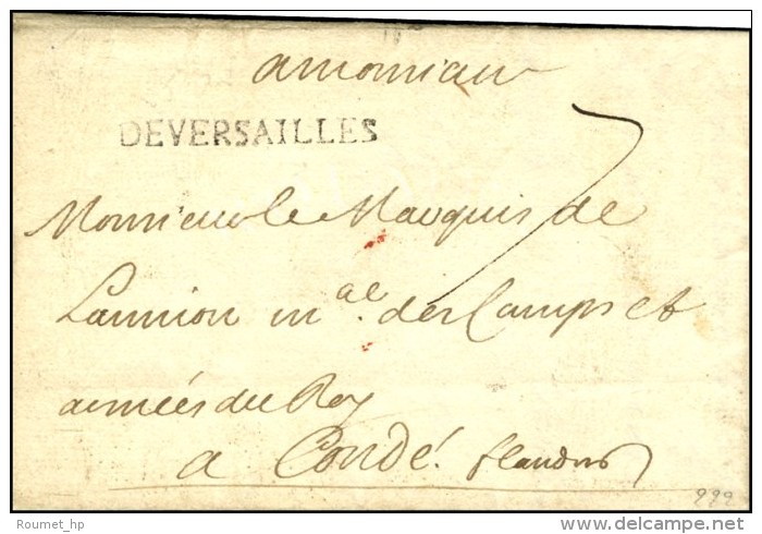 DE VERSAILLES (L N° 2) Sur Lettre Avec Texte Daté De Marly Le 24 Janvier 1697 Adressée Au Marquis... - ....-1700: Précurseurs