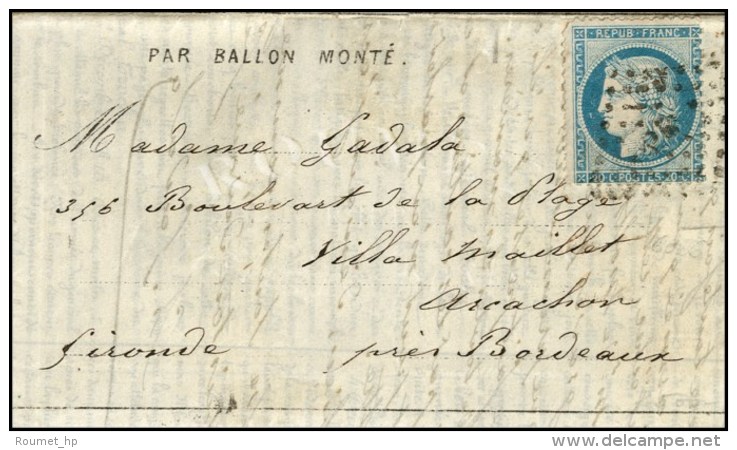 Dépêche Ballon N° 12 Avec Texte Daté De Paris Le 6 Dec. 70 Pour Arcachon. Losange P.B... - Guerre De 1870