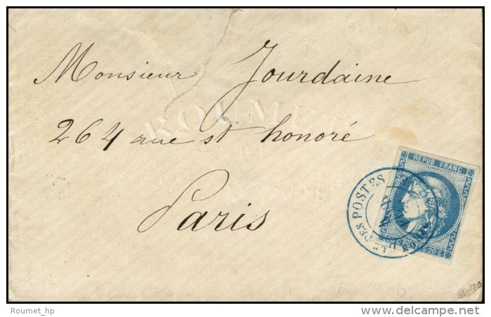 Càd Bleu DIRON DEPLE DES POSTES / ORNE 4 FEVR. 71 / N° 46 Sur Lettre Pour Paris à La Levée... - 1870 Emissione Di Bordeaux