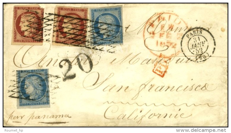 Grille Sans Fin / N° 4 (2) + N° 6 (2) (qlqs Defs) Càd PARIS (60) Sur Lettre Au Tarif à 2 F.... - 1849-1850 Cérès