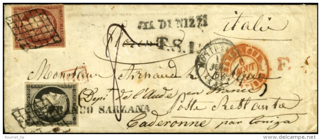 Grille / N° 3 + 6 Càd T 15 MONTPELLIER (33) Sur Lettre Adressée à Florence (au Verso,... - 1849-1850 Cérès