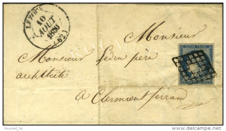 Grille / N° 4 Càd T 14 LEZOUX (62) Sur Lettre Avec Texte Pour Clermont-Ferrand. 1850. - TB. - R. - 1849-1850 Cérès