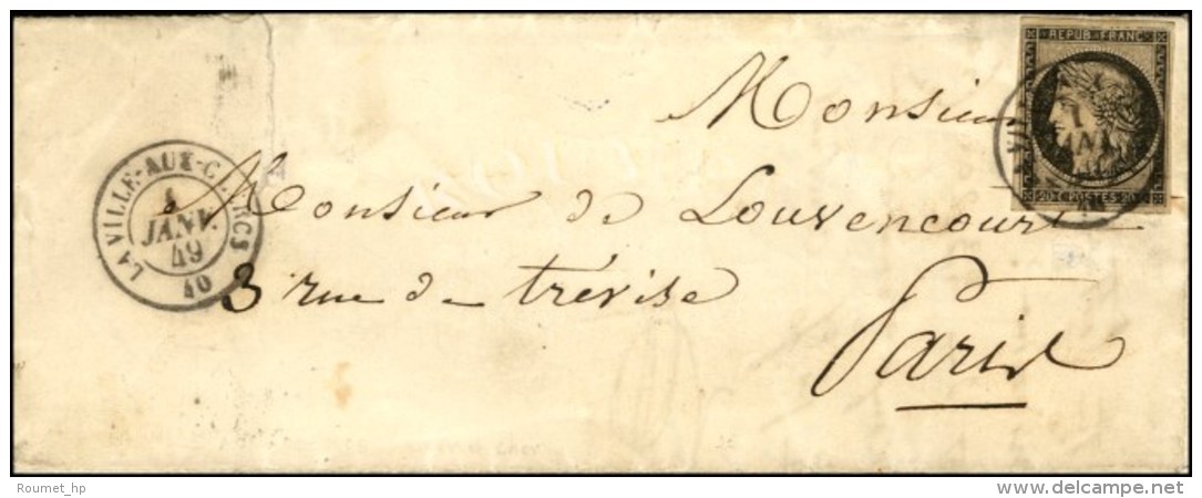Càd T 15 LA VILLE-AUX-CLERCS 40 1 JANV. 49 / N° 3 Sur Lettre (infime Déchirure) Pour Paris. - TB... - 1849-1850 Ceres