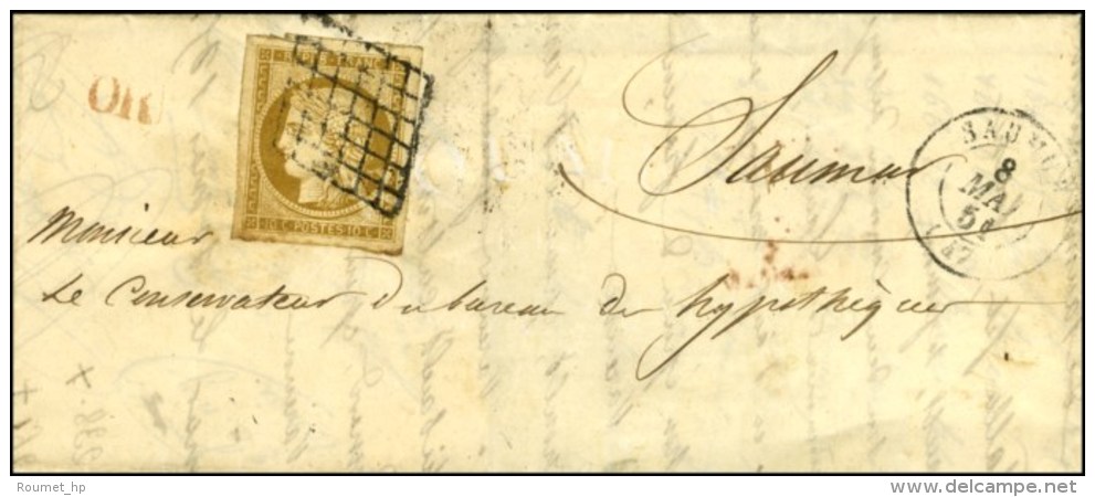 Grille / N° 1 Càd T 15 SAUMUR (47) OR Rouge Sur Lettre Avec Texte Adressé Localement. - TB. - 1849-1850 Cérès