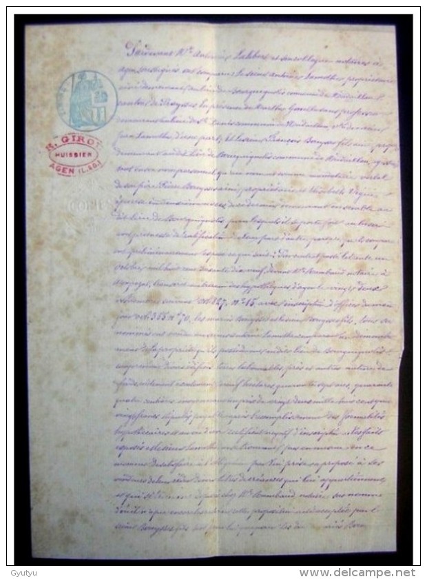 Agen 1880 Document Concernant Antoine Lamothe De Bourguignolis Commune De Madaillan Et Pierre Bouysses(Lot Et Garonne) - Manuscrits