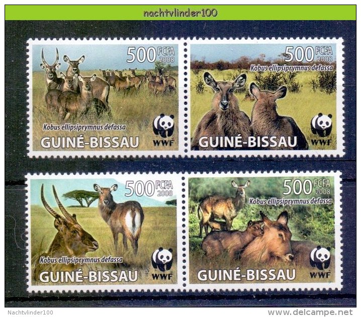 Nbx423s  WWF FAUNA ZOOGDIEREN HERTEN WATERBOK WATERBUCK DEFASSA-WASSERBOCK MAMMALS WILDLIFE GUINÉ-BISSAU 2008 PF/MNH - Unused Stamps