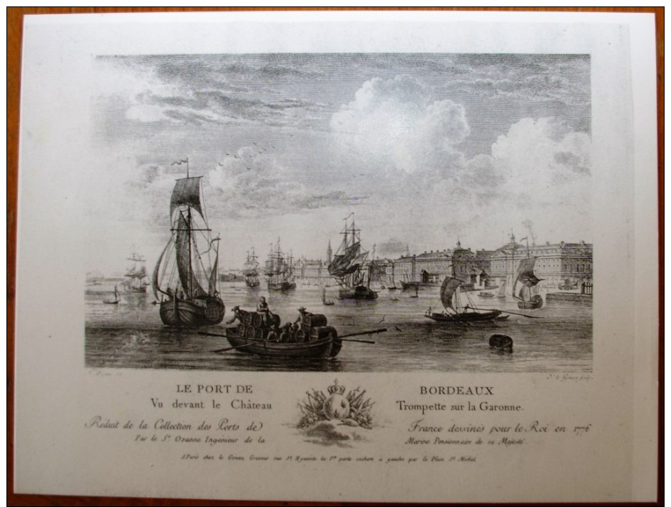 Lithographie , 29 X 22 , BORDEAUX , Le Port Vu Devant Le Château Trompette Sur La Garonne , Frais France : 1.55€ - Lithographies