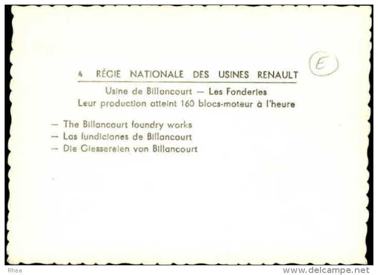 AUTOMOBILES - Petite Vue - REGIE NATIONALE DES USINES RENAULT - USINE DE BILLANCOURT - FONDERIES - Non Classés