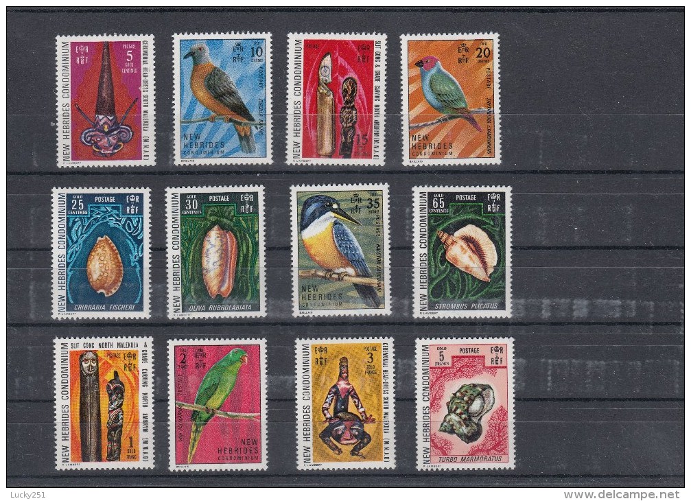 Nouvelles Hébrides - Année 1972 - Art Indigène, Oiseaux, Coquillages - YT 338/349 - Neufs** - Nuevos