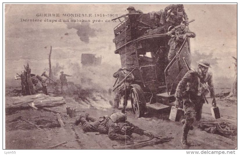 Guerre Mondiale 1914 1918 Dernière étape D´un Autobus Près De X - War 1914-18