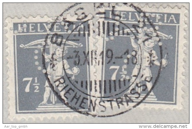 Schweiz Tellknabe 1919-12-03 Basel Seltenes Perfin "JR/G" #3021 Geigy Auf Grenzrayon Brief - Lettres & Documents