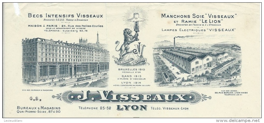 Facture/ Becs Intensifs/Visseaux/ LYON/Rhône  / 1921      FACT182 - Electricity & Gas