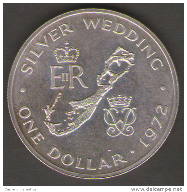 BERMUDA ONE DOLLAR 1972 SILVER WEDDING AG SILVER - Bermudas