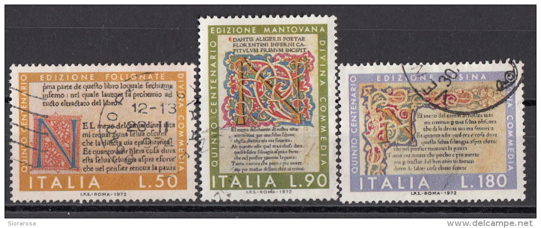 Italia 1972 Dante Alighieri - Divina Commedia - Prima Pagina Edz. Foligno, Mantova, Jesi - Full Set Used - Scrittori