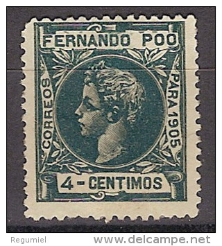 Fernando Poo 139 (*) Alfonso XIII. 1905. Sin Goma. - Fernando Poo