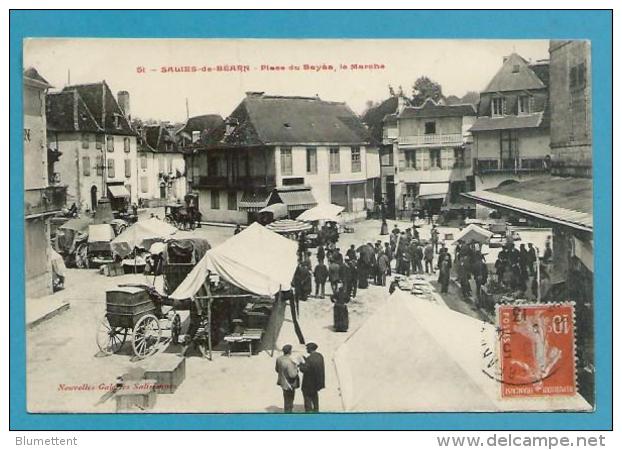 CPA 51 - Métier Marchands Ambulants Marché Place Du Bayès SALIES DE BEARN 64 - Salies De Bearn