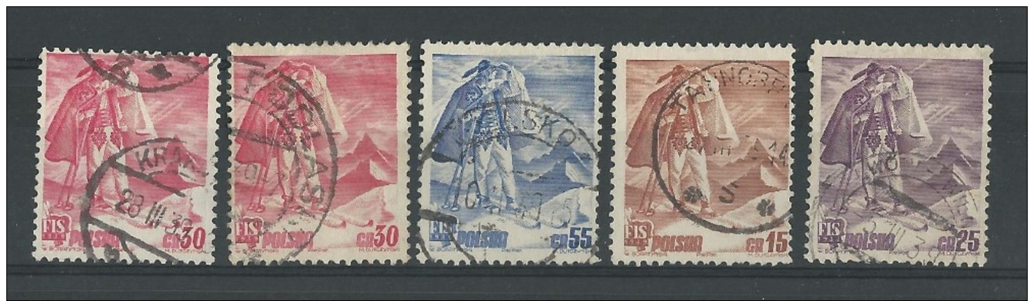 POLOGNE - YVERT N°422/25 + VARIETE 424 "PLUS PETIT" OBLITERES - COTE = 15+ EUR. - - Oblitérés