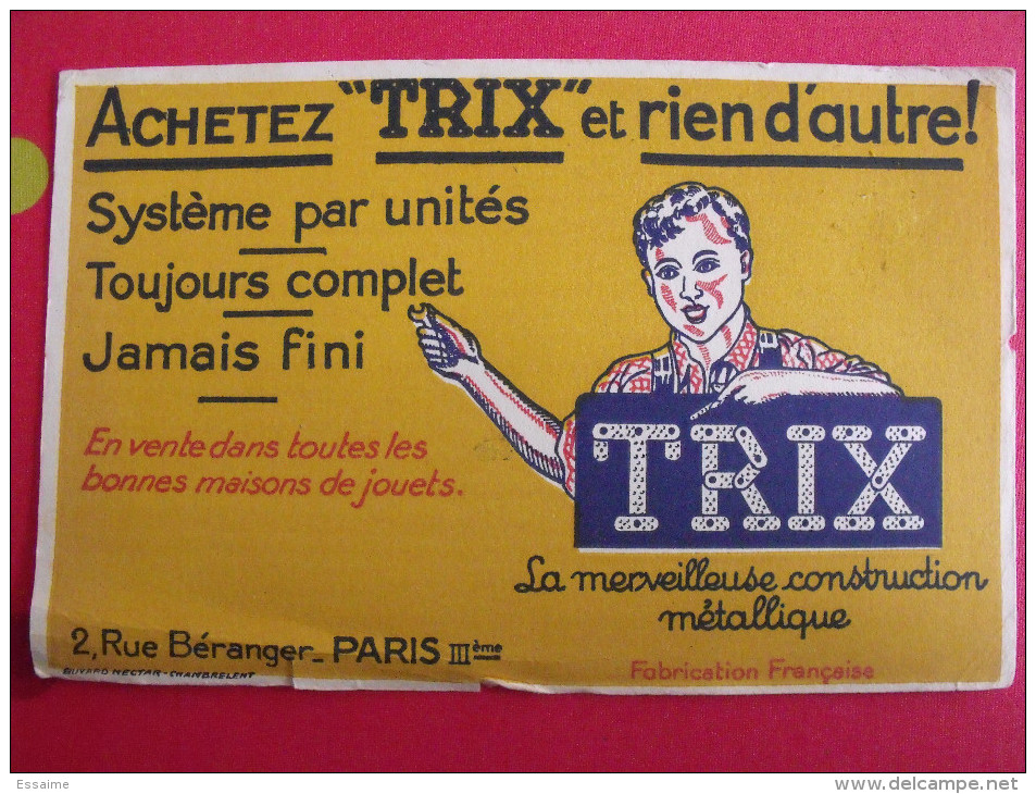 Buvard TRIX La Merveilleuse Construction Mécanique (concurrent De Meccano). Vers 1950 - T