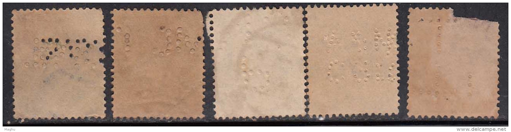 5 Perfins, Perfin, British India Used, KG V Series - Perforadas