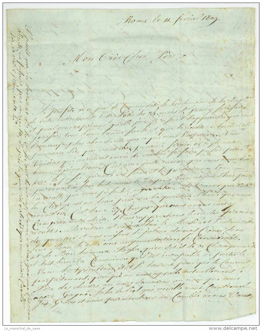 No. 19 ARM. D'ITALIE - Roma /Rome Pour Tarascon 1809 - Armée D'Italie - Beau Texte - Legerstempels (voor 1900)