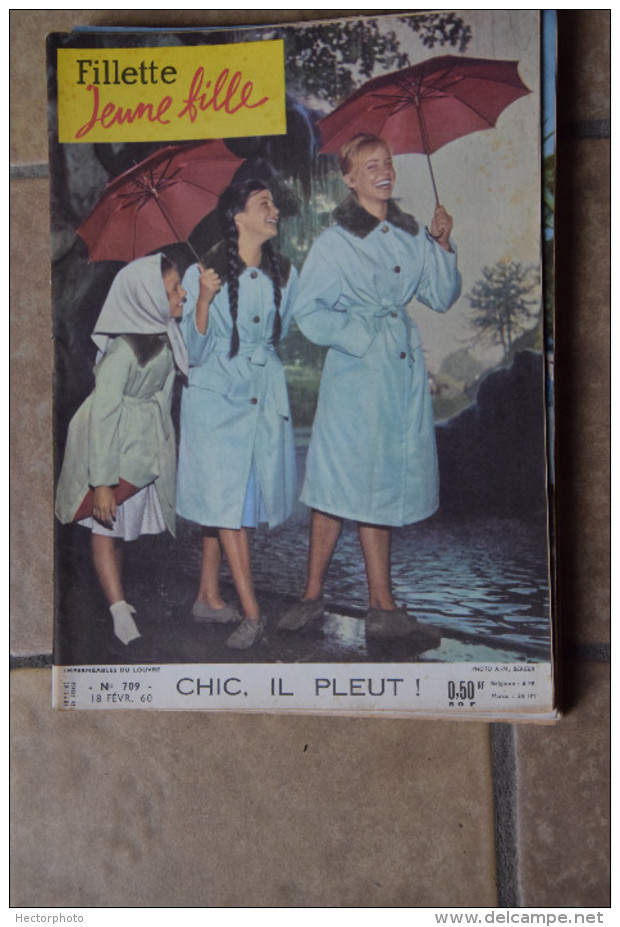 Fillette Jeune Fille N° 709 De 1960 Chic Il Pleut Parapluie - Fillette