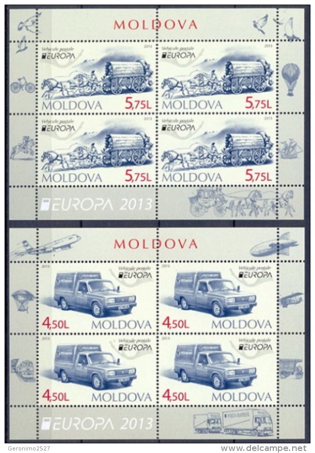Europa CEPT 2013 MOLDOVA Postal Vehicles - Fine 2 Booklet Panes MNH - 2013