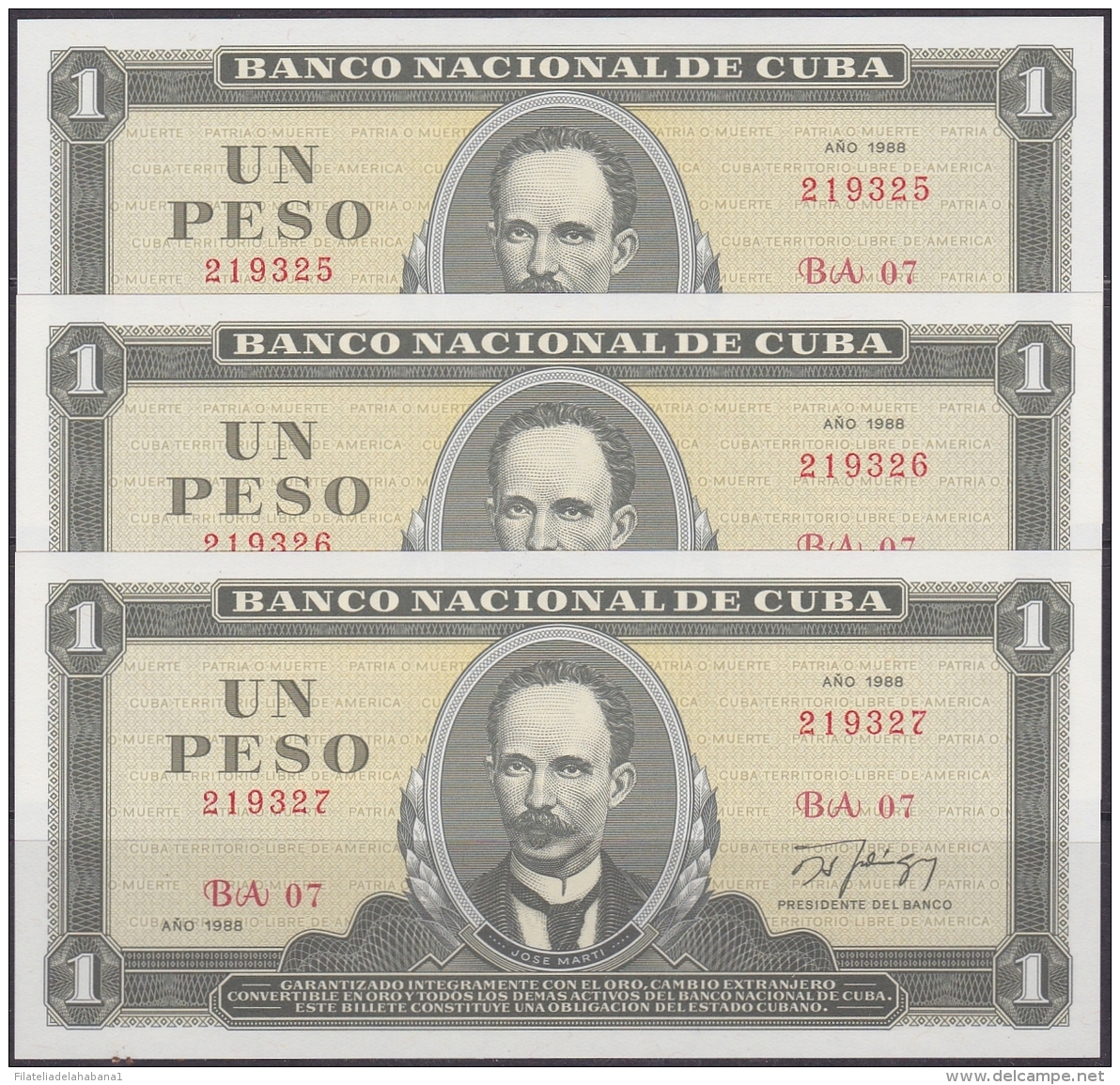 1988-BK-20 CUBA 1988 1$ JOSE MARTI 3 CONSECUTIVE. - Cuba