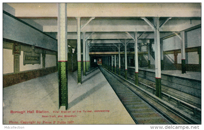 US NEW YORK CITY / Borough Hall Station, First Station Of The Tunnel / CARTE COULEUR - Trasporti