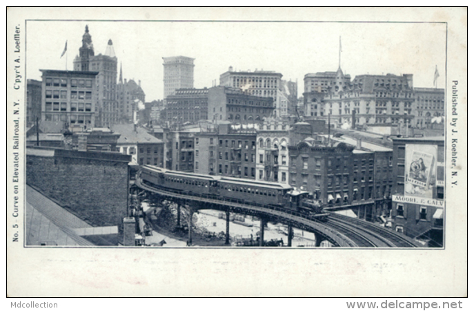 US NEW YORK CITY / Curve On Elevated Railroad / - Places & Squares