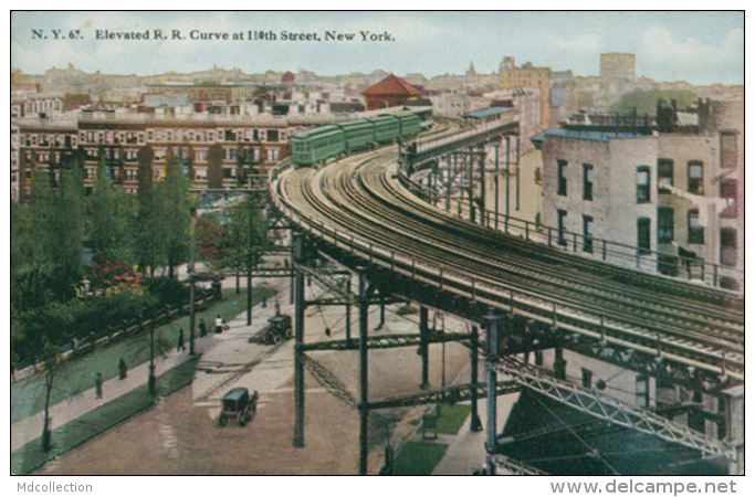 US NEW YORK CITY / Elevated R. R Curve At 110th Street / CARTE COULEUR - Églises