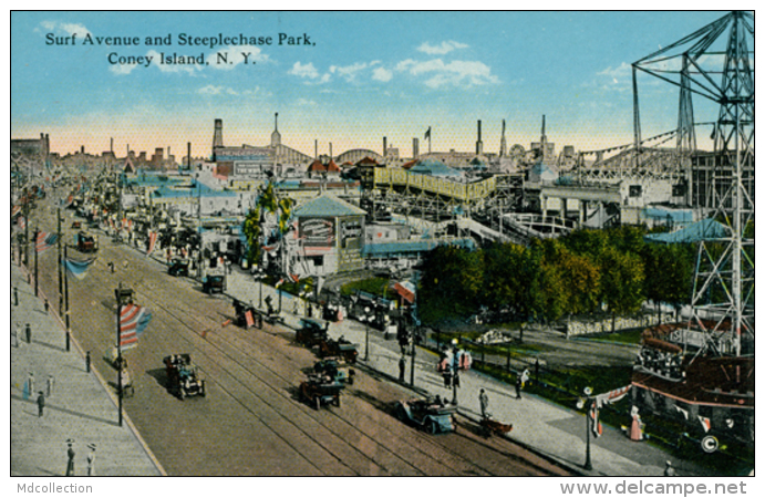 US NEW YORK CITY / Surf Avenue And Steeplechase Park, Coney Island / CARTE COULEUR GLACEE - Other Monuments & Buildings