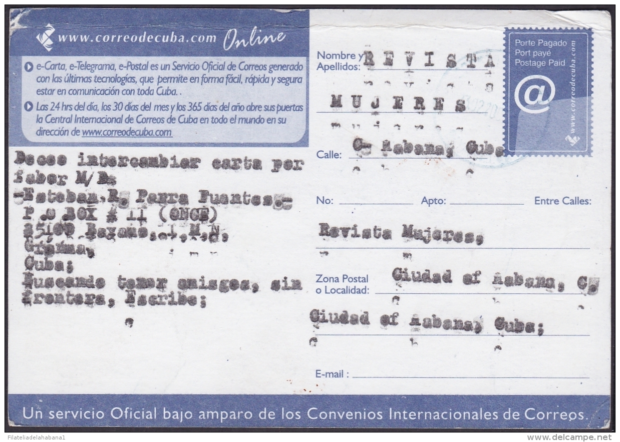 2002-EP-14 CUBA. POSTAL STATIONERY. 2002. Ed.71a. INTERNET. MELECON. USED. - Covers & Documents